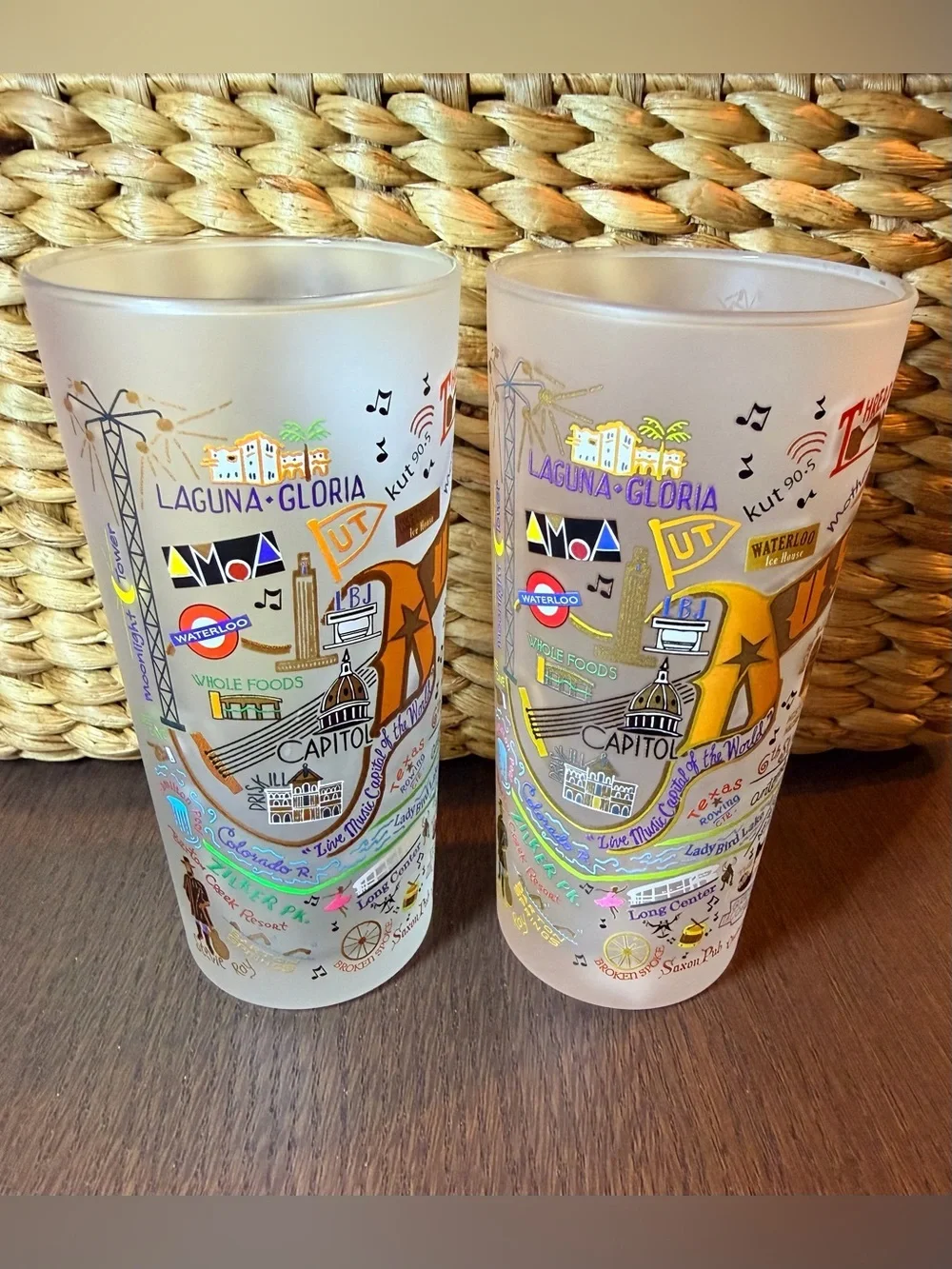 Austin Souvenir Frosted Glass Tumblers